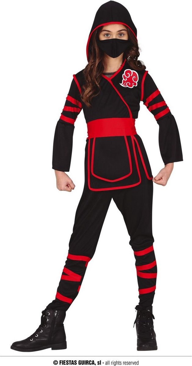 Ninja & Samurai Kostuum | Aanstormende Snelle Ninja Kind Kostuum | 10 - 12 jaar | Carnaval kostuum | Verkleedkleding